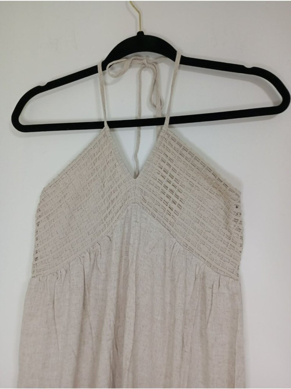 Tiffosi Beige Halter Maxi Dress Crochet Detail Size S Womens Casual Summer Wear - Picture 4 of 9